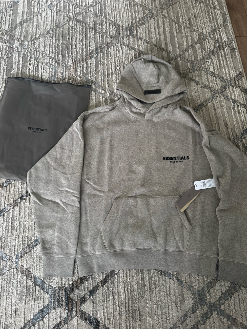 Fear of God ESSENTIALS Taupe Hoodie with Black Logo